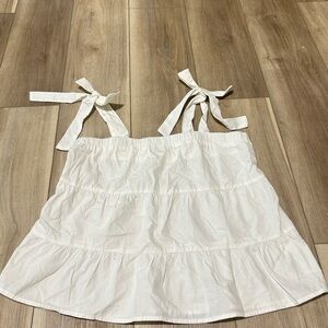 White Tiered Tie Front Camisole